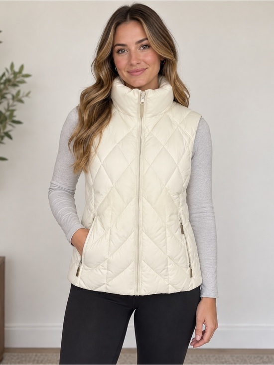 Columbia Jackets & Blazers - Columbia Women’s Small Ivory Down Puffer Vest Quilted Full Zip